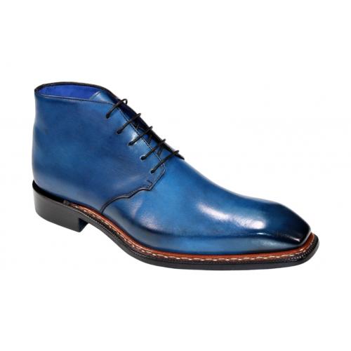 Emilio Franco "Rocco" Blue Genuine Italian Calf Leather Dress Ankle Boots.